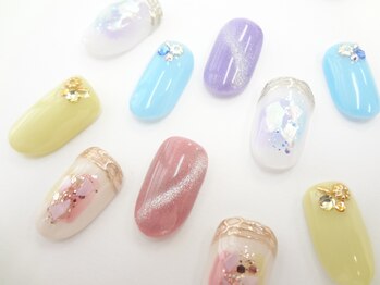 ネイルサロン クイール 小山店(NAIL SALON QUILL)/ワンカラーマグネット×ミラー