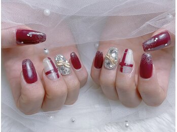ラニ ネイル(Rani Nail)/赤チェック×埋め尽くし
