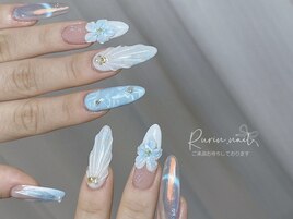海ネイル／水色ネイル