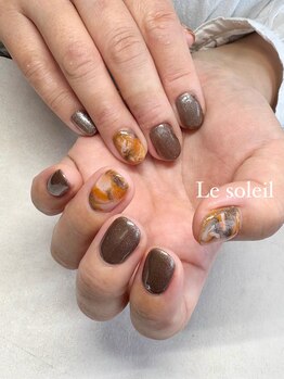 ル ソレイユ(Le soleil)/秋色マーブルネイル　byあすか