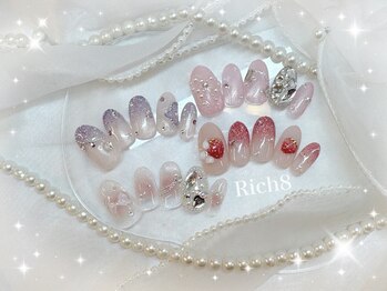 ネイルアンドまつげエクステ リッチエイト 原宿店(Rich8)の写真/定額とは思えないボリューム感が大人気!【オフ無料*ハンド定額¥6980~/フット定額¥7980~】色・配置変更◎