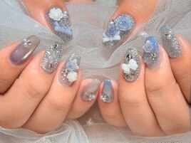 水色バラネイル ￥11.300