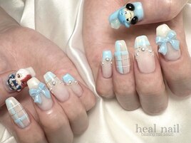 blue×チェック柄×ribbon×推し
