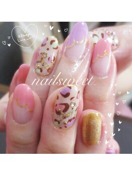 ネイルスウィート(Nail Sweet)/カラフルヒョウ柄ネイル