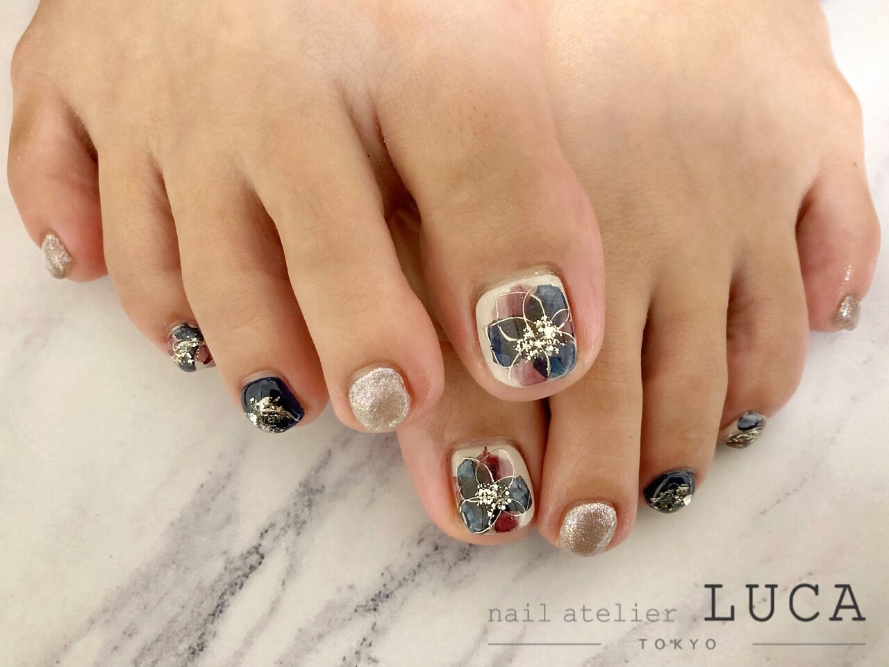 【フット】グレージュフラワー フットネイルチップ pd353n-08.jpg