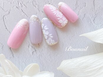 ボネール(nail & eyelash Bounail)/3Dフラワー 花 手描き 春 夏 桜