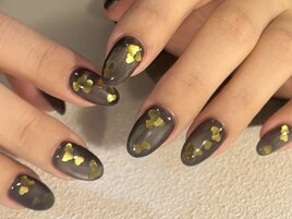 ハートホロ埋め込みネイル
