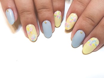 ネイルズ ララ(nails Lala)/パステルフラワーネイル