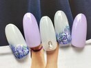 水彩風紫陽花ネイル 