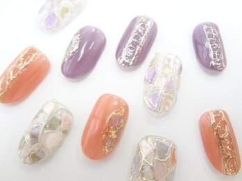 ネイルサロン クイール 小山店(NAIL SALON QUILL)/ワンカラー×シェルタイル