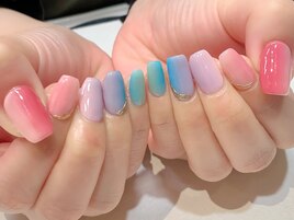 カラフルグラデーションネイル