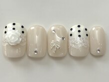 ネイルメゾン 天神店(NAIL MAISON)/バラドットレースリボン　¥8000