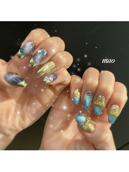リンドネイル バイ モカ アンド ララ(Lind nail by moca and LaLa)/ちぐはぐマグネットネイル