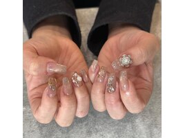 クリスマスピンクベージュネイル