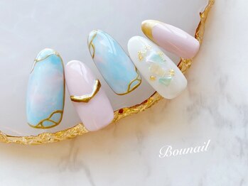 ボネール(nail & eyelash Bounail)/ミラー ニュアンス シェル 春夏