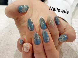 ニュアンスネイル×ミラーネイル