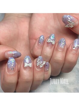 ジュリーネイル 所沢店/ラメグラデーションリボン