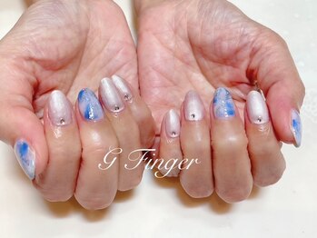 ジーフィンガー 大井町店(G Finger)/爽やかブルー×白のタイダイ♪