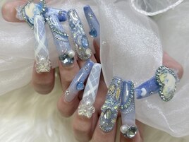 スカルプ 水色ネイル