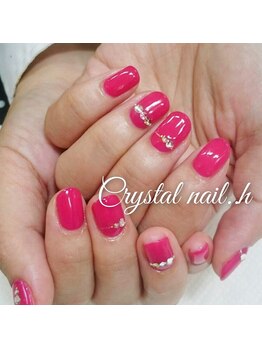 クリスタルネイル ゆめタウン博多店(CRYSTAL NAIL)/ピンクワンカラーネイル