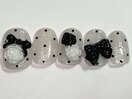 ラメドット薔薇黒リボン￥9000