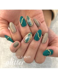 緑ニュアンスネイル