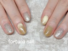 フォルトゥーナ 神田(Fortuna)/黄色いマグネットキラキラネイル