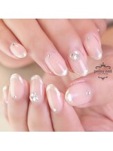 ピオニーネイル(peony nail)/シルバー　ラメフレンチ