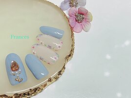 新作　お花ストーン×手描き花