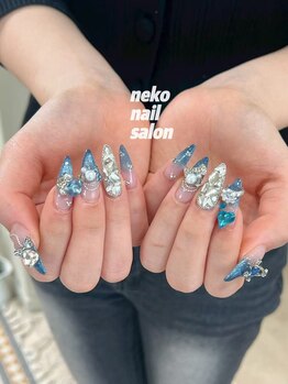 ネコ(Neko)/マグネット ラメグラ 水色