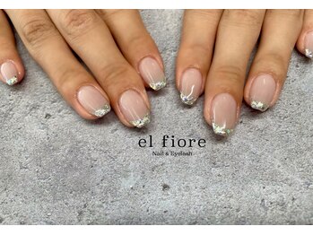 エルフィオーレ ネイルアンドアイラッシュ 高田店(el fiore)/ガラスフレンチ♪キレイめネイル
