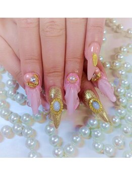 ビューティーアップ 池袋(Beauty Up)/ピンク人魚の鱗ネイル