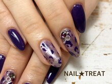 ネイルトリート 茨木駅前店(NAIL TREAT)/マグネットネイル×レオパード