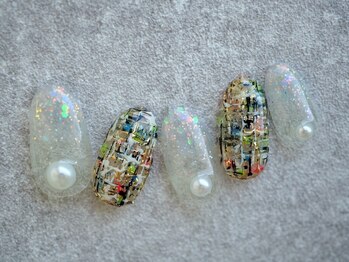 ホワイトツイードネイル