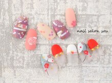 ネイルサロン ソウ 心斎橋店(Nail Salon Sou)/マット仕上げ和柄ネイル☆