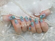 ネイルアンドまつげエクステ リッチエイト 原宿店(Rich8)/キラキラ水色グラデーション