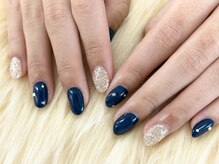 【森】ネイビー キラキラネイル