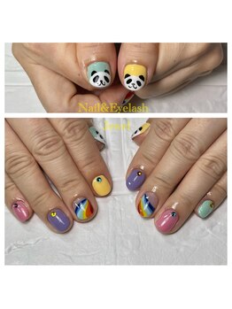 ジュウェル 宜野湾店(Nail Salon Jewel)/パンダちゃんレインボーネイル