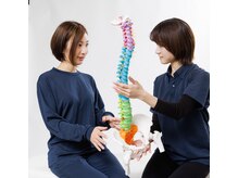 [３]施術前後の変化をお客さまにもご体感いただけるよう、体の変化をしっかりとご説明します。