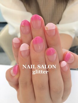 ネイルサロン グリッター(NAIL SALON glitter)/ピンクフレンチネイル