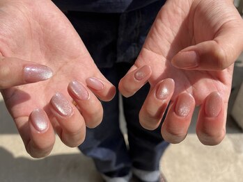 サクノネイル(SAKUNONAIL)/ピンクマグネットネイル