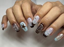 ネイルサロン赤ちゃん/brown × blue mix