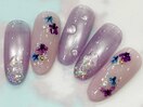 押し花　水滴　梅雨ネイル