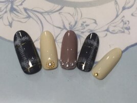冬チェック柄ネイル