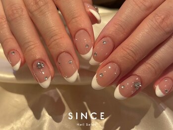 シンス(Since)/ビジュー×フレンチネイル(山崎)