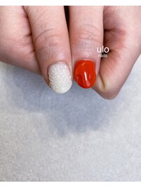 クリアアートと紅白ネイル