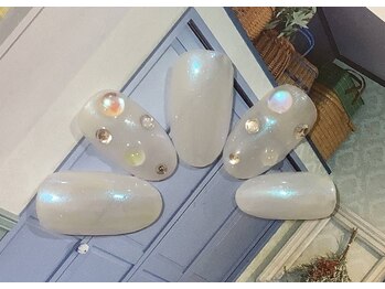 ワンカラー×オーロラネイル