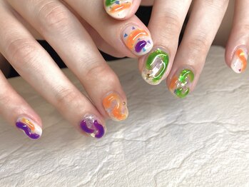 ネイルキュート アンド クールラッシュ 亀有店(nailcute & CoolLash)/ポップなニュアンスデザイン
