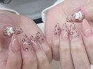 ヒョウ柄KITTY アートネイル