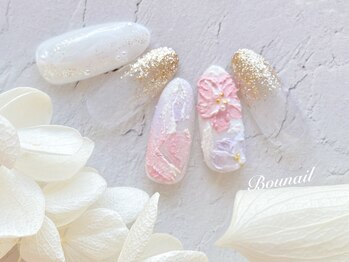 ボネール(nail & eyelash Bounail)/パステル 花 3D フラワー さくら